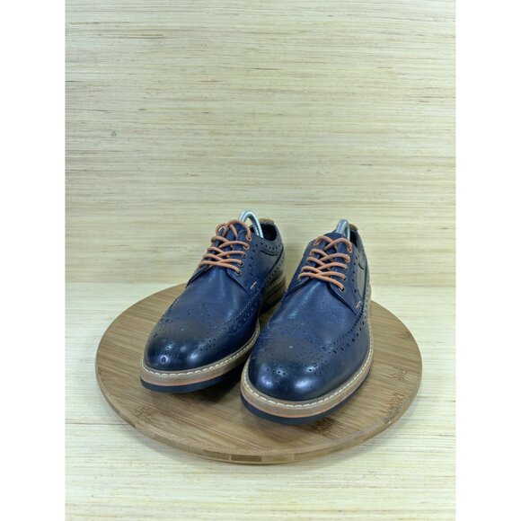 Clarks Pitney Limit Wingtip Brogue Navy Blue Leather Shoes Mens Size 8.5 - Picture 2 of 8